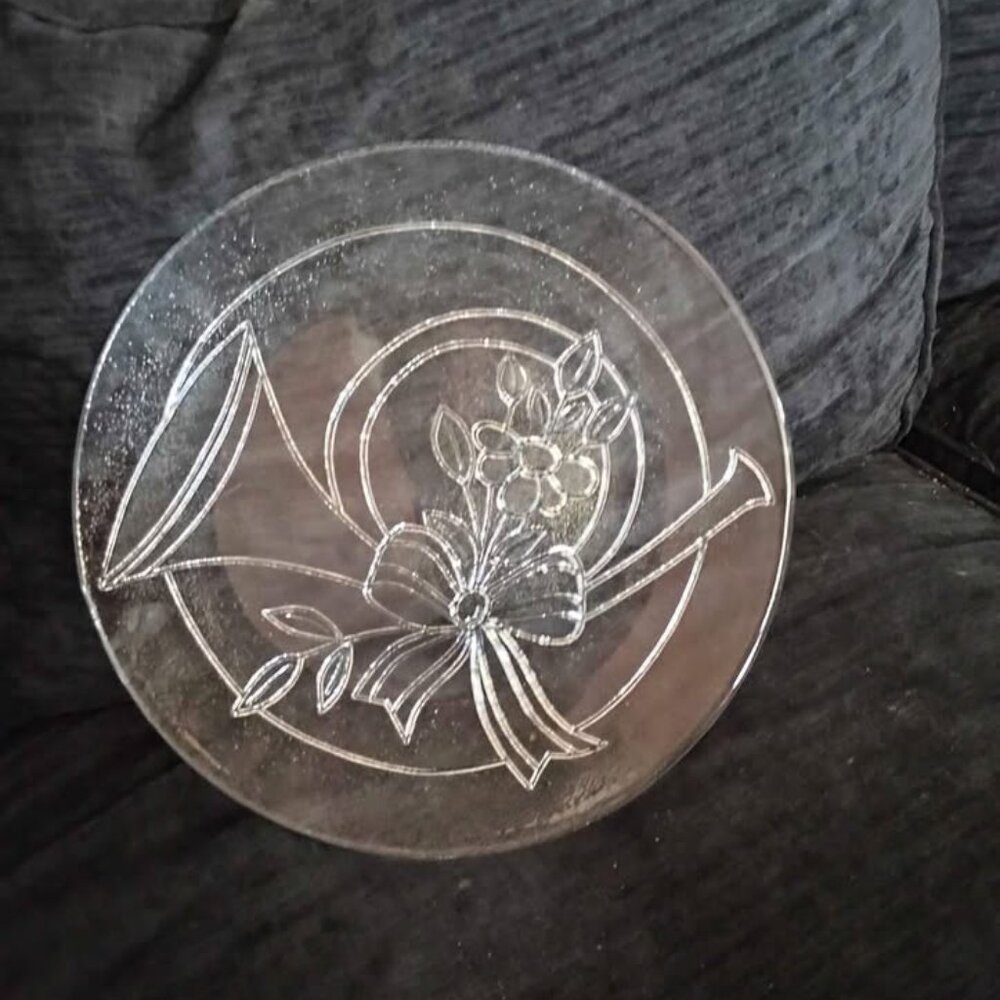 Princess House vintage Holiday Treasure Crystal Serving 13" Plate